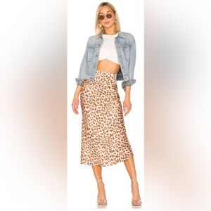 Free People Leopard Print Midi Skirt
